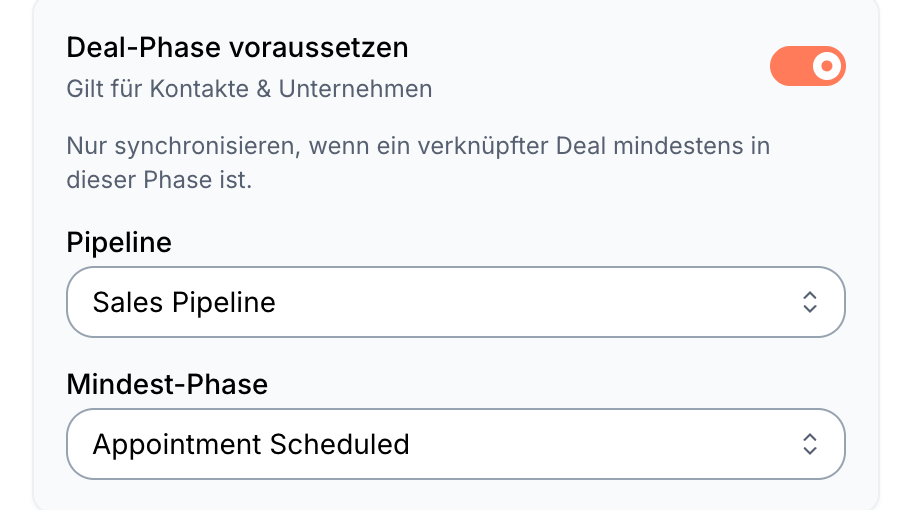 Filter für Deal-Phasen und Lead-Status