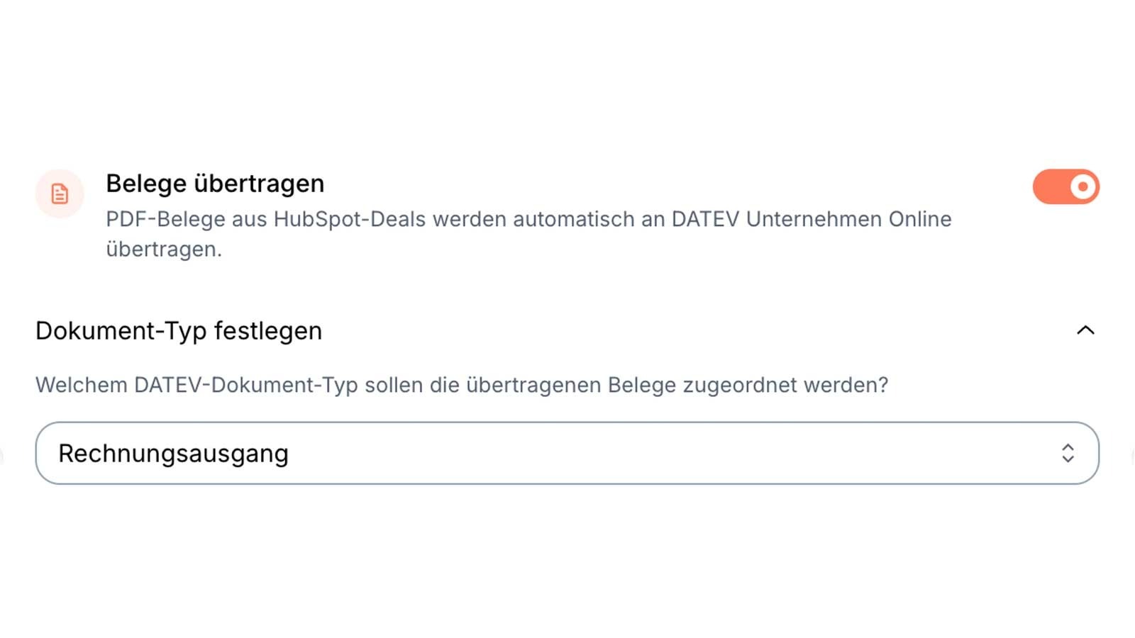 Rechnungen von HubSpot zu DATEV synchronisieren einstellen